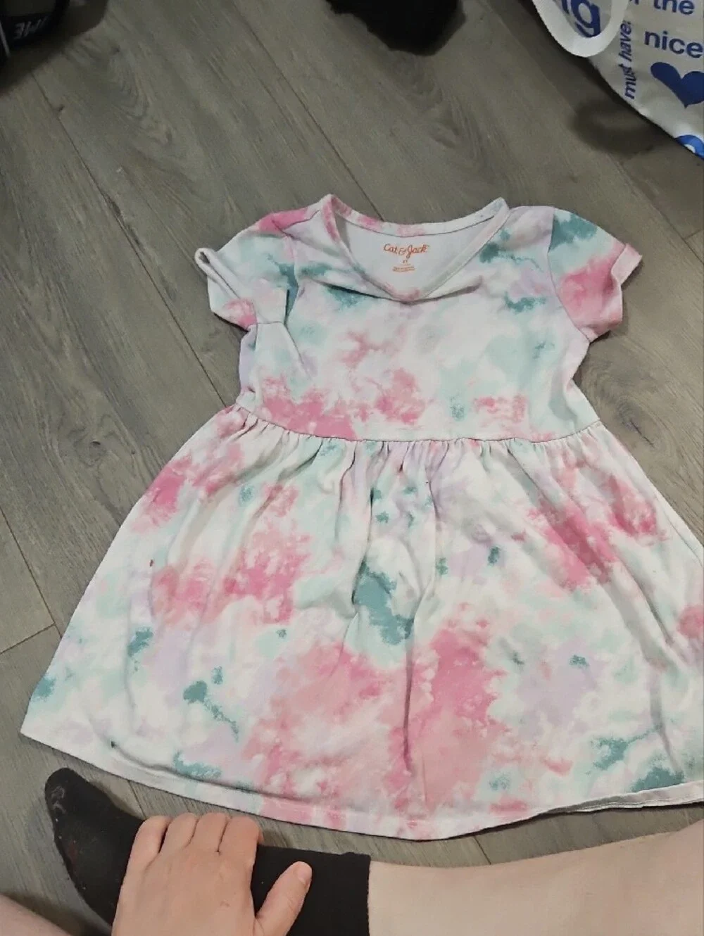 Cat & Jack Pastel Tie-Dye Short Sleeve Dress in Pink, Mint & Lavender